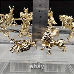 12PCS Gold Saint Seiya Myth Cloth Statue Figure Collectbles with Seprate Palace